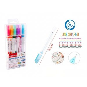MOTARRO Curved Two-Sided Dual Tip Pen Set MC121-6 – Smooth Ink Flow, Ergonomic Design for Writing & Drawing – Perfect for Office, School, or Home Use