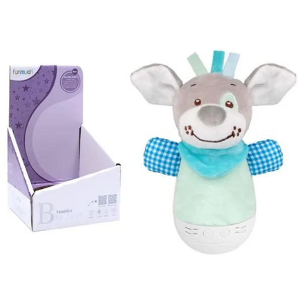 funmuch Tumbler Baby Soother – Plush Musical Toy with Soft Glow Night Light, Calming Melodies & Wobble Action, Washable Newborn Sensory Toy for 0 Months+