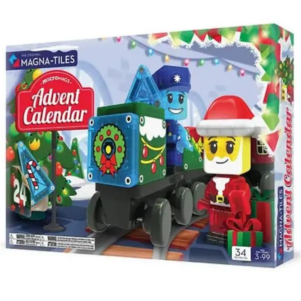 MAGNA-TILES Advent Calendar 34-Piece Set – Magnetic Building Tiles Holiday Countdown, STEM Christmas Gift for Kids
