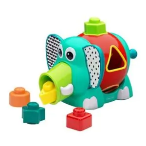 Infantino Jumbo Shape Sorter - Educational Game, Multicolor, 4pcs for Ages 12M+, Elephant Design with Tumbling Shapes