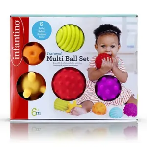 Infantino Textured Multi-Ball Set - Sensory Development Toys for Babies 6M+, Bright Colors, BPA Free, Easy-to-Grab