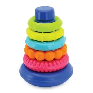 Infantino Rock 'N Stack Rings Baby Activity Toy, Support Hand-eye Coordination, Encaurage Healthy Sensory Enhancement, Colorful, 19.1 x 13.5 x 13.5 cm, 6 Months+ - Multicolor