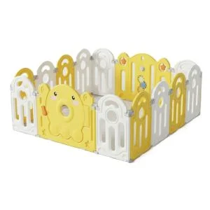 AL ARQAM Baby Playpen for Kids – Yellow & White Activity Centre Safety Play Yard, 160×166 cm Toddler Playard