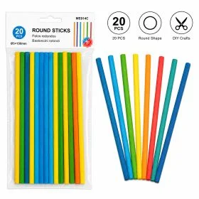 MOTARRO 20PCS Colored Round Wooden Sticks ME014C, 5x150mm Craft Dowels for DIY Crafts, School Projects, Kids Art Activities, Model Making, Classroom Supplies & Handmade Decorations