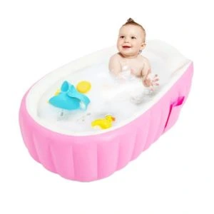 AL ARQAM Baby Inflatable Bathtub – Portable Travel Infant Bath Tub, Foldable Non-Slip Shower Basin for Newborn & Toddler, Pink