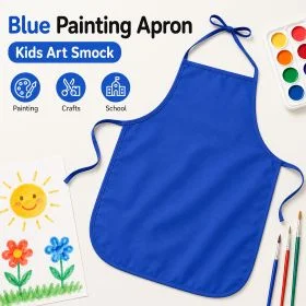MOTARRO Kids Painting Apron MP135, Reusable Non-Woven Art Smock, Blue 48 x 38cm, Lightweight Craft Apron for School Painting & DIY Activities