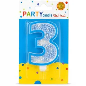 Italo 3 Number Birthday Candle Cake Topper, Blue Sprinkle Number Candle for Birthday Party, Cake Decoration Candle for Kids Birthday Celebration