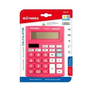 MOTARRO Mini PortableCalculator MI025-5, 12-Digit Display, Portable Pocket Size 10×13.5 cm, for Office, School & Home Use