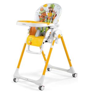 Peg Perego Prima Pappa Follow Me Fox And Friends Highchair – Compact Folding Baby & Toddler Highchair with Recliner, Adjustable to 7 different heights, 5-Point Harness & Wheels, From 0–36 Months