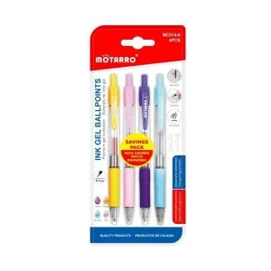 MOTARRO 4-Piece Vibrant Ink Gel Ballpoint Pen Set MC014-8 – Smooth Writing, Colorful Design