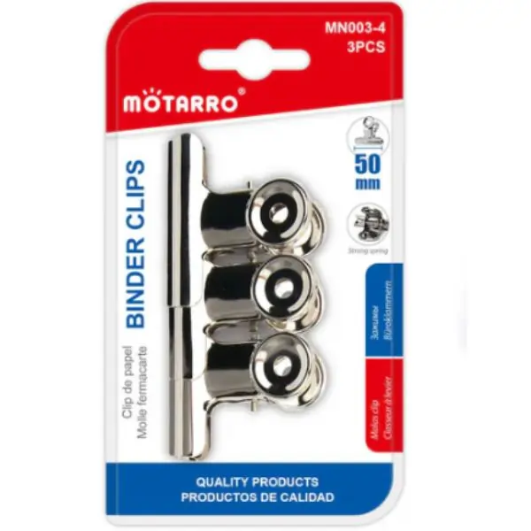 MOTARRO MN003-4 Binder Clips | Heavy Duty Metal Paper Binder Clips | Office, School & Home Use
