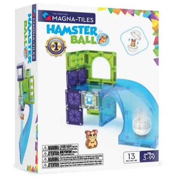 MAGNA-TILES Hamster Ball 13-Piece Magnetic Building Tiles Set – STEM Construction Toy with Hamster Figures for Kids Ages 3+