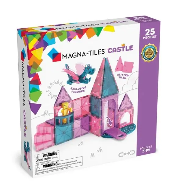 MAGNA-TILES® Castle 25-Piece Set – Magnetic Building Tiles for Kids | STEM Educational Construction Toy