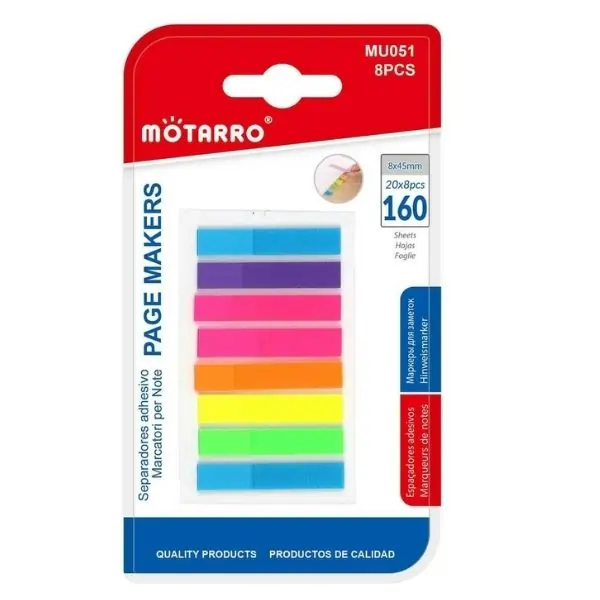 MOTARRO Page Markers Sticky Notes MU051, Self Adhesive Index Tabs for Books, Office, School & Study Use