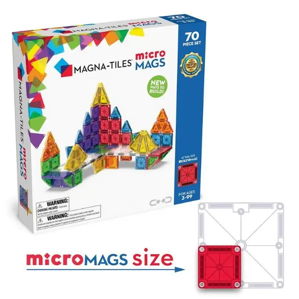 MAGNA-TILES Micromags Deluxe Set, Colorful, Non Toxic, BPA Free, 3 Years+, 30 x 30 x 2.5 cm - 70 Pieces