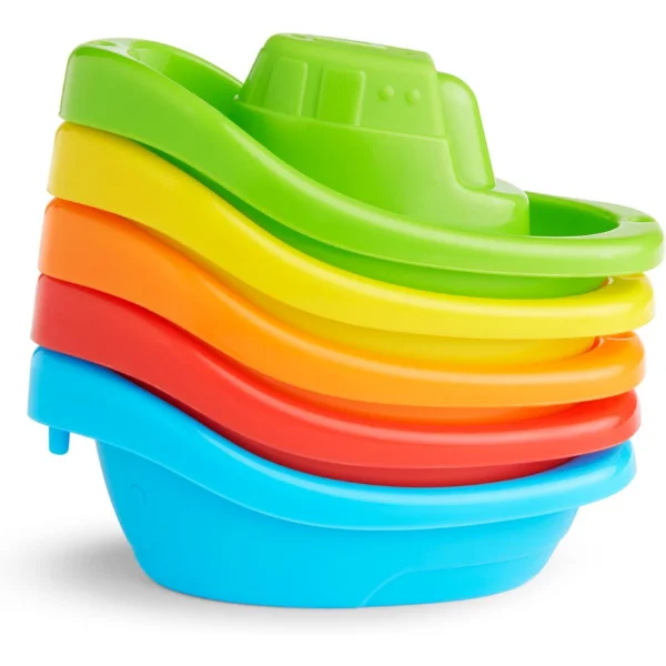 Munchkin 5-Pack - Fleet of Colorful Bath Boats – Fun & Educational Bath Toy Set