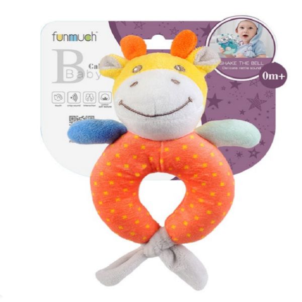 funmuch Newborn Baby Rattle Toy 0 Months+ – Soft Plush Animal Ring, Infant Sensory Teether Toy, Baby Shower Gift