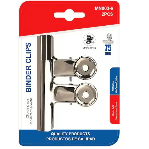 MOTARRO MN003-6 Binder Clip | Heavy Duty Metal Paper Binder Clips | Office, School & Home Use