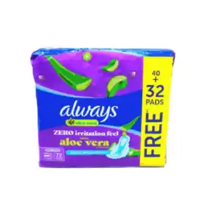 Always Purple Sanitary Pads – 72PC/PAK – Soft, Comfortable & Highly Absorbent Feminine Protection – 3PCS/CTN