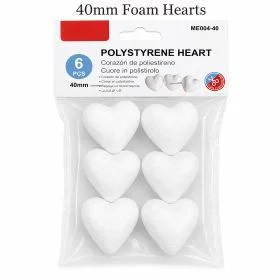 MOTARRO 50mm Polystyrene Heart ME004-40, Lightweight White Foam Heart Shapes, DIY Craft Decoration Base, For Painting, School Projects & Party Decor