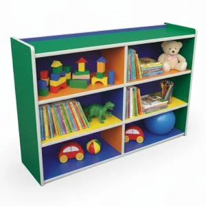 AL ARQAM 6-Shelf Wooden Toy Organizer Rack for Kids – Colorful 3-Layer Storage Unit, Multi-Shelf Toy Organizer, 120x30x80cm