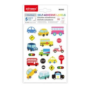 MOTARRO Adhesive Labels MU043 – Car Shaped Sticker Labels for Kids, School & Craft Projects – Self-Adhesive Decorative Reward & Fun Stickers