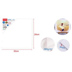 MOTARRO Canvas 20x20cm 280G, 3mm  MP133-3 Thick Premium Stretched Artist Canvas for Acrylic, Oil & Watercolor Painting – Durable & Ready to Use