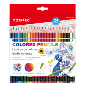 MOTARRO Erasable Colour Pencils MC092-24 – 24 Vibrant Erasable Colored Pencils for Kids & Adults – Non-Toxic, Smooth Coloring & Easy Erasing