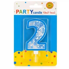 Italo Number Birthday Candle Cake Topper, Blue Sprinkle Number Candle for Birthday Party, Cake Decoration Candle for Kids Birthday Celebration