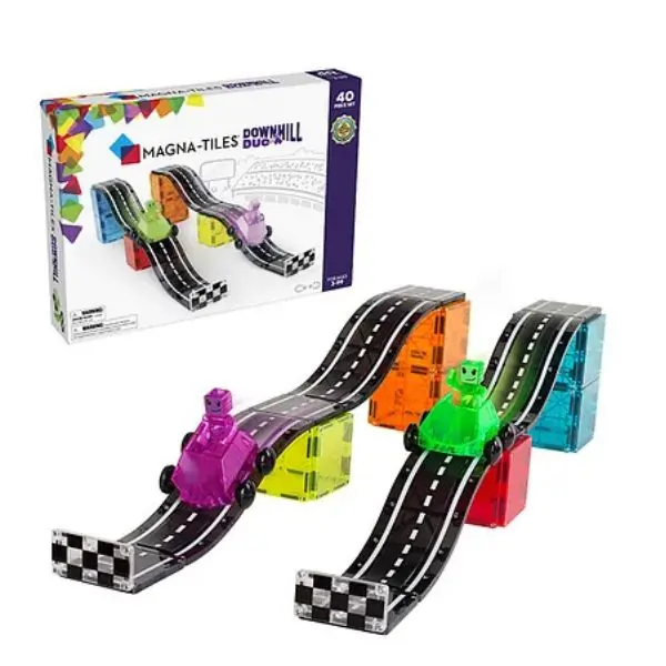 MAGNA-TILES Downhill Duo 40-Piece Set – Magnetic Building Tiles for Kids, STEM Educational Construction Toy, Creative Playset