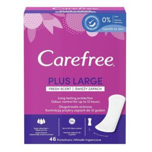 Carefree Panty Liners Plus Large Fresh Scent – 48PCS – Ultra-Comfortable Daily Protection – 6BX/CTN