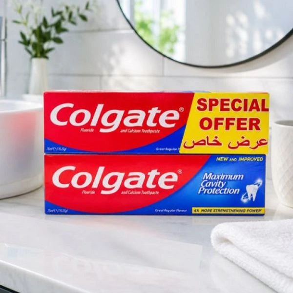 Colgate Maximum Cavity Protection Toothpaste 75ml (Pack of 2)(ST18/CTN) – Fluoride & Calcium Toothpaste, Great Regular Flavour