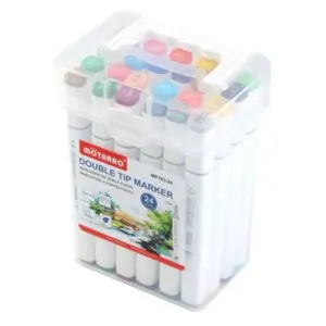MOTARRO Double Tip Marker MP163-24,  Dual Tip Permanent Marker for Writing, Drawing & Labeling – Fine & Bold Tips for Office, School & Crafts