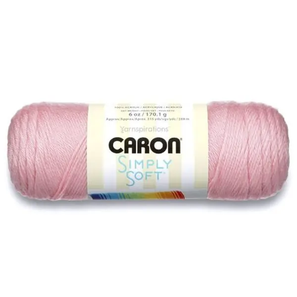 Caron Simply Soft Solids Yarn Medium Gauge 100% Acrylic - 6 oz - Soft Pink - Machine Wash & Dry