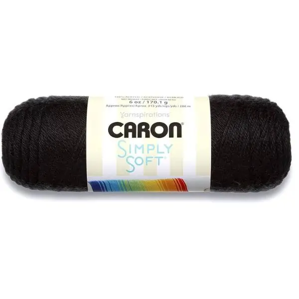 Caron Simply Soft Solids Yarn Medium Gauge 100% Acrylic - 6 oz - Black - Machine Wash & Dry