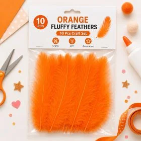 MOTARRO Orange Craft Feathers ME093, 10pcs Soft Natural Decorative Feathers, 50x160mm DIY Feather Pack for Wedding, School Projects & Home Décor