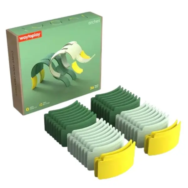 waytoplay Arches Starter 36 Piece Set – Creative Wooden Track Building Toy, Open-Ended Play for Kids