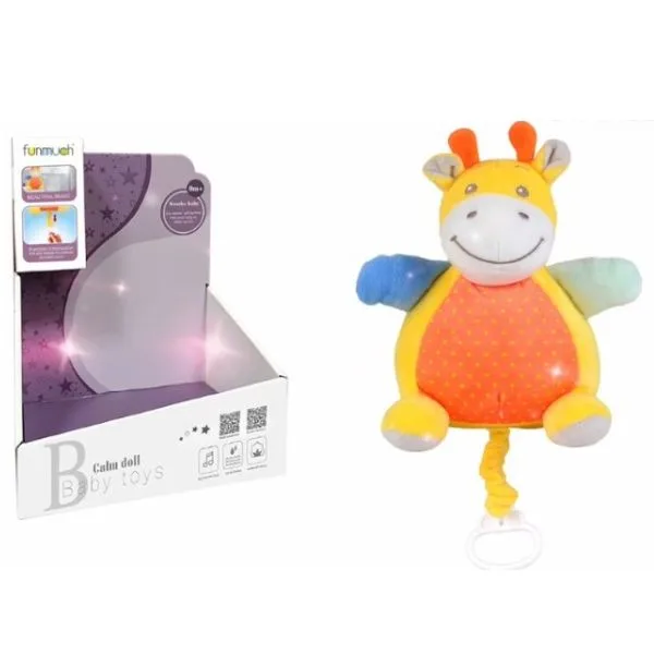 funmuch Baby Musical Giraffe Plush – Pull-and-Release Music Toy for Sensory Development, Soft Drag-to-Sound Giraffe for Stroller & Crib, Washable Polyester & ABS, 0 Months+