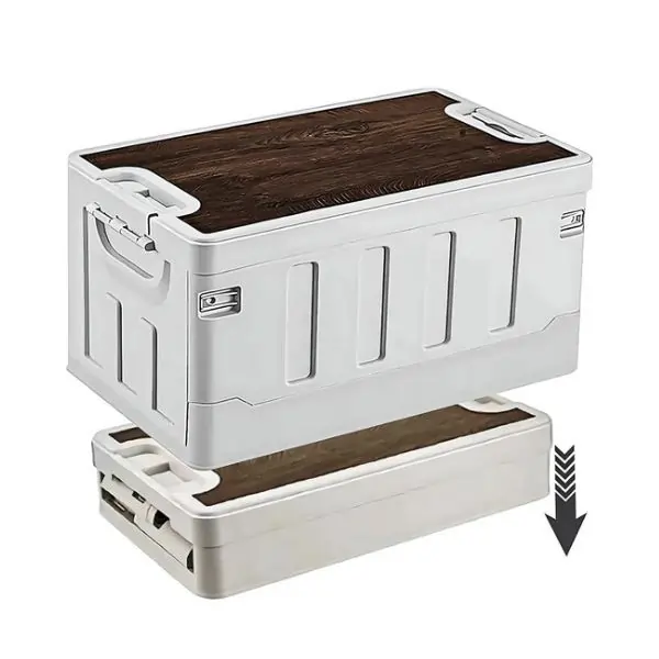 AL ARQAM 47x30x24 cm Folding Plastic Storage Box Stackable Storage Bin with Lid for Home Organization