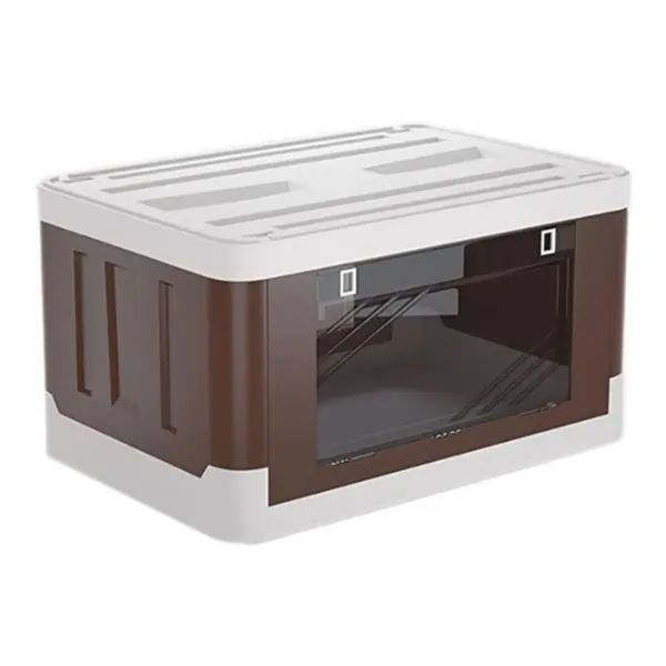 AL ARQAM Foldable Plastic Storage Box with Lid – Brown, Collapsible Multipurpose Organizer for Home, Office, Travel, Camping