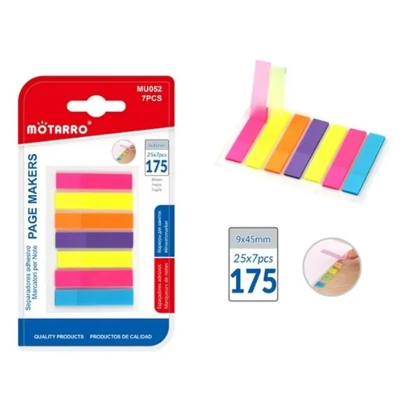 MOTARRO Page Markers Sticky Notes MU052, Self Adhesive Index Tabs for Books, Office, School & Study Use