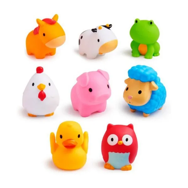 Munchkin Bath Squirters - Farm Animals 8-Pack - Soft Squirting Toys for Bath Time, 6 Months+