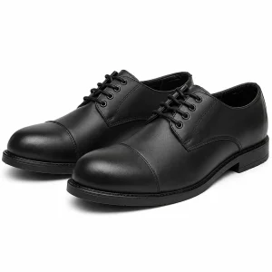 Vaultex VE23 Low Ankle Leather Casual Shoes for Men & Women, Comfortable Everyday Non-Safety Work Shoes, Black