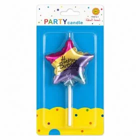 Italo Star Birthday Candle, Happy Birthday Cake Topper Candle With Stick, Colorful Party Candle For Birthday Cakes, Celebration Decorations, Kids Parties, Dessert Tables & Photo Setups