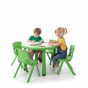AL ARQAM Green Plastic Round Table & Chair Set for Kindergarten - Children's Study & Writing Station, 76x52cm