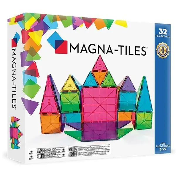 MAGNA-TILES Classic 32-Piece Set – Magnetic Building Tiles for Kids, STEM Educational Construction Toy, Creative Playset for Toddlers