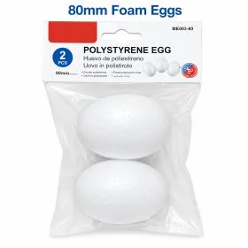 MOTARRO Polystyrene Foam Eggs ME003-80, Lightweight White 80mm Craft Egg Shapes, DIY Decoration Base for Home School Art Projects
