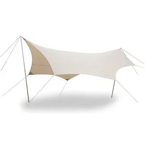 AL ARQAM 450cm x 400cm Lightweight Camping Canopy Tent -  Waterproof Awning Canopy Tarp - Portable Sun Shade & Rain Fly for Outdoor Camping, Hammocks, Hiking & Beach – Tan/Cream