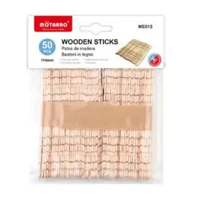 MOTARRO Wooden Sticks ME012 – Natural Craft Sticks for DIY Projects, Arts & Crafts, STEM Activities, Classroom Supplies & Kids Crafts