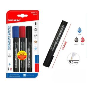 MOTARRO Permanent Markers MC031-6 – Fine Tip 3mm, Quick-Dry & Waterproof Ink for Writing, Drawing, Labeling – Long-Lasting for Office, School & Industrial Use